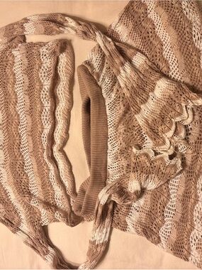 Princess Polly Beige & Cream Open-Knit sweater coverup